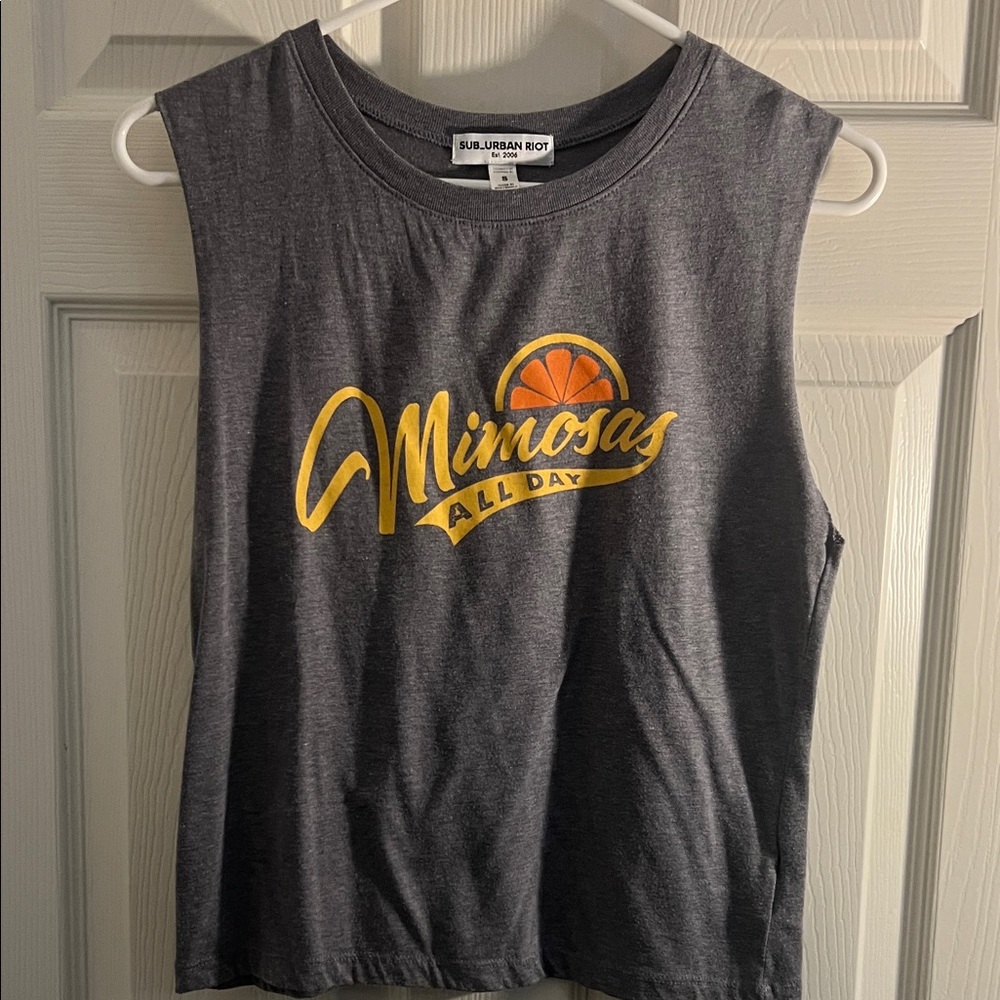 Sub_Urban Riot Gray Tank Top with Yellow Print